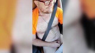Pup pulls out his small hairy dad dick and jacks off in car - 8 image