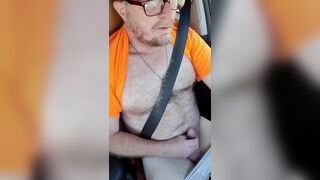 Pup pulls out his small hairy dad dick and jacks off in car - 9 image