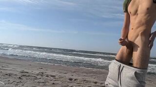 Hot Polish twink with huge dick cums on the beach - 11 image