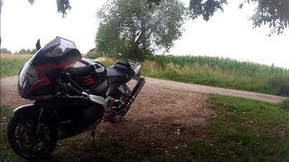 alo biker in a video with my aprilia in leather suit - 2 image