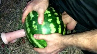 Fucking a WATERMELON with a dildo in the forest - 11 image