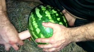 Fucking a WATERMELON with a dildo in the forest - 12 image