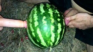 Fucking a WATERMELON with a dildo in the forest - 13 image