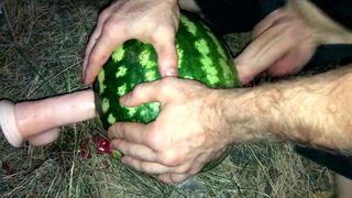 Fucking a WATERMELON with a dildo in the forest - 14 image