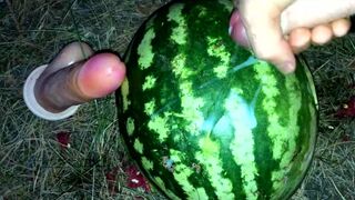 Fucking a WATERMELON with a dildo in the forest - 15 image