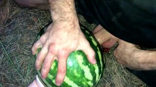 Fucking a WATERMELON with a dildo in the forest - 7 image