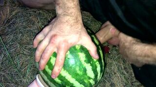 Fucking a WATERMELON with a dildo in the forest - 8 image
