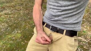 Public Park hard cock Jerk-off and Cum. Nice squirt. Verbal - 10 image