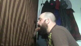 Hairy latin buddy feeds me at my gloryhole