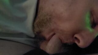 Pup wears nipple clamps as sexy Boy blows his little cock