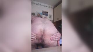 Big Cock Daddy Wanks and Cums on Desk while Handyman works