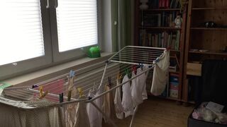 CD Crossdresser Hanging up laundry in DW Lingerie - 13 image