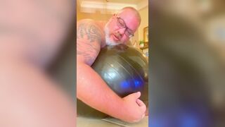 Chub hole exposed on exercise ball for your pleasure