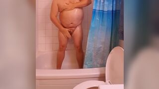 Inexperienced Chubby Man With Small Penis Showering Naked