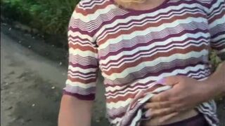 Crossdresser outdoor  horny wank in pantyhose - 2 image