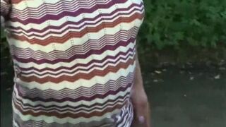 Crossdresser outdoor  horny wank in pantyhose