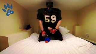 Football Pup pawing in hotel - squirting on my Flightposite