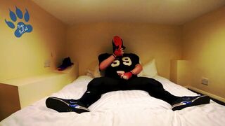 Football Pup pawing in hotel - squirting on my Flightposite