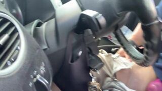 Peeing my panties and shorts stockings on public carpark - 8 image