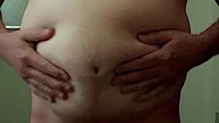 Dads Big Potbelly Deflates after playing with the chub