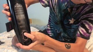 Skinny Long Haired Teen Unboxes and Fucks Sex Toy - 3 image
