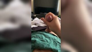Morning Stroking my Uncut Cock until I Nut