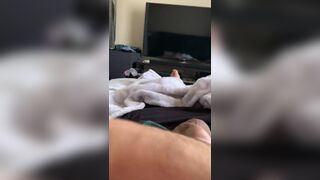 Morning Stroking my Uncut Cock until I Nut