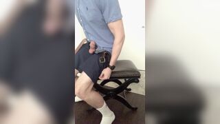 Hunk Guy in White Socks Jerks off his Fat Cock - 2 image