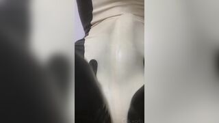 Handjob Wearing Latex Catsuit with Latex Sheath inside - 5 image