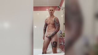 Sexy Muscle Boy Jerking off in Shower with Big Cumshot - 4 image