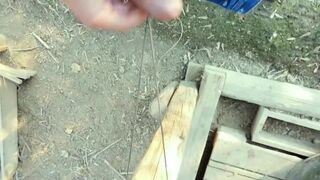 Farmer Twink Ties his Balls , Stretches Tight Balls and Jerks off - 3 image