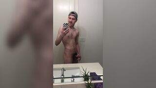 19 Year old Jesse Gold Jerks his Hairy Cock Late at Night - 1 image