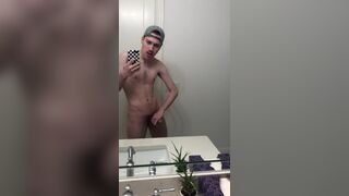 19 Year old Jesse Gold Jerks his Hairy Cock Late at Night - 2 image