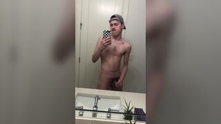 19 Year old Jesse Gold Jerks his Hairy Cock Late at Night - 3 image