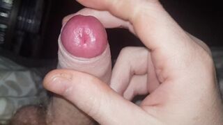 Squeezing out a Beautiful Load onto my Stomach! Teen / Uncut Dick - 1 image