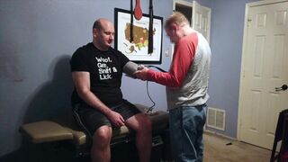 Sir G gives me a Medical Exam before Hooking up the Electro to my Cock and Butt while Spanking me