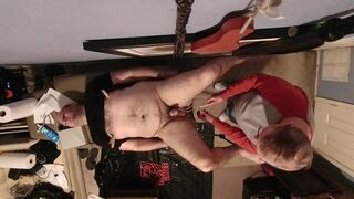 Sir G gives me a Medical Exam before Hooking up the Electro to my Cock and Butt while Spanking me