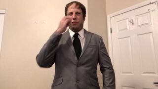 Alpha in Suit makes Sissy Lick & Clean Balls POV man - 1 image