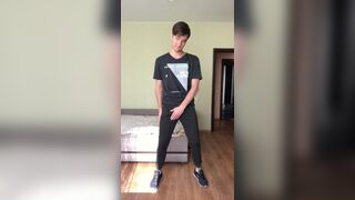Russian Teen in Sports Wear Jerk off and Cum after Training - 1 image