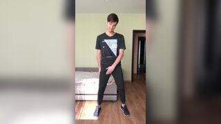 Russian Teen in Sports Wear Jerk off and Cum after Training