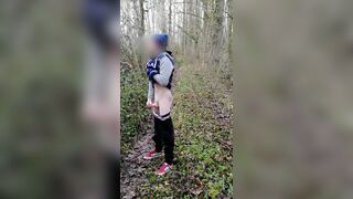 Boy Jerking off and Cumming on a Forest Trail - 11 image