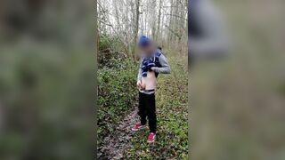 Boy Jerking off and Cumming on a Forest Trail - 4 image