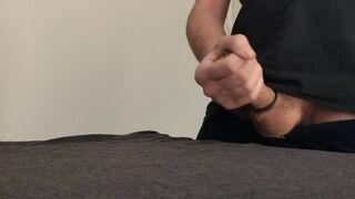 Boy Jerking Uncut Dick and Shoots a Load Cum after Work