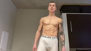 Muscle Hunk Spandex Bath Sensual Masturbation Sexy Ripped Daddy Wet & Hard in see through Spandex - 1 image