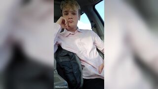 Twink Gets Risky and Cums in the Car while Waiting in the Parking Lot. - 10 image