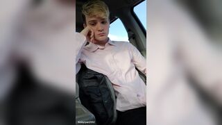 Twink Gets Risky and Cums in the Car while Waiting in the Parking Lot. - 11 image