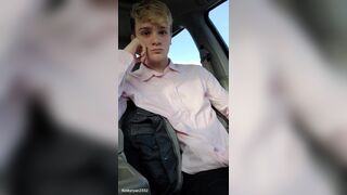 Twink Gets Risky and Cums in the Car while Waiting in the Parking Lot. - 12 image