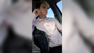 Twink Gets Risky and Cums in the Car while Waiting in the Parking Lot. - 13 image