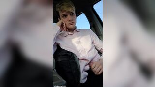 Twink Gets Risky and Cums in the Car while Waiting in the Parking Lot. - 14 image
