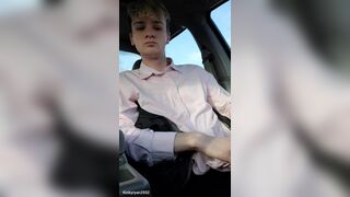 Twink Gets Risky and Cums in the Car while Waiting in the Parking Lot. - 3 image